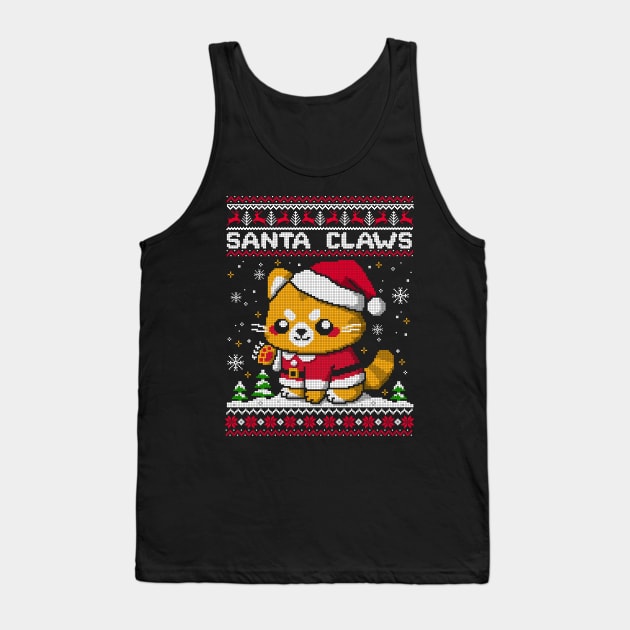 Santa claws cat ugly christmas sweater Tank Top by NemiMakeit